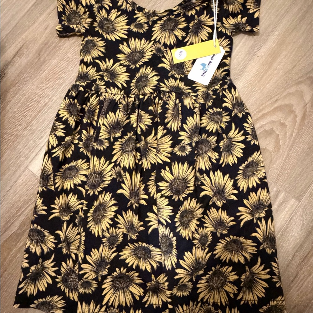Sunflower Print Kids Dress
